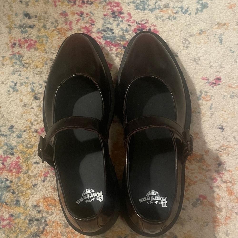 Dr. Martens Elphie Mary Jane Shoes in cherry red Leather